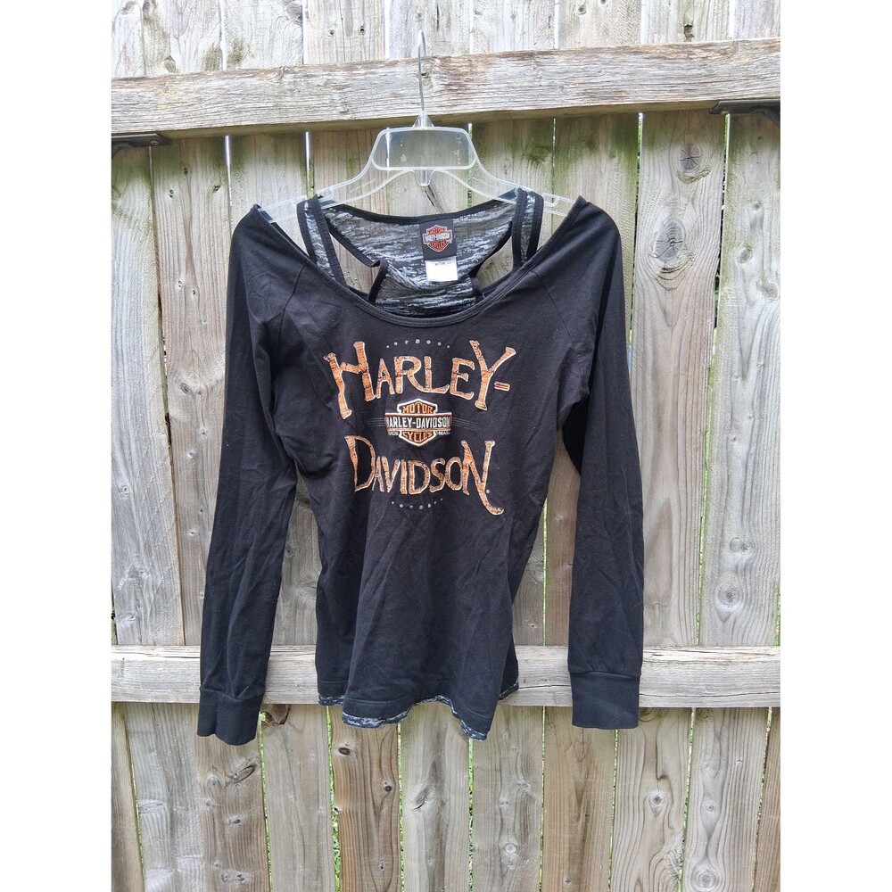 105 Harley Davidson Long Sleeve Tank Top Medium Women's Algona IA - Picture 2 of 9